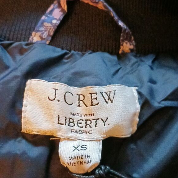 J CREW Liberty Print Cinched Waist Puffer Jacket Blue NWT XSMALL - Picture 9 of 15